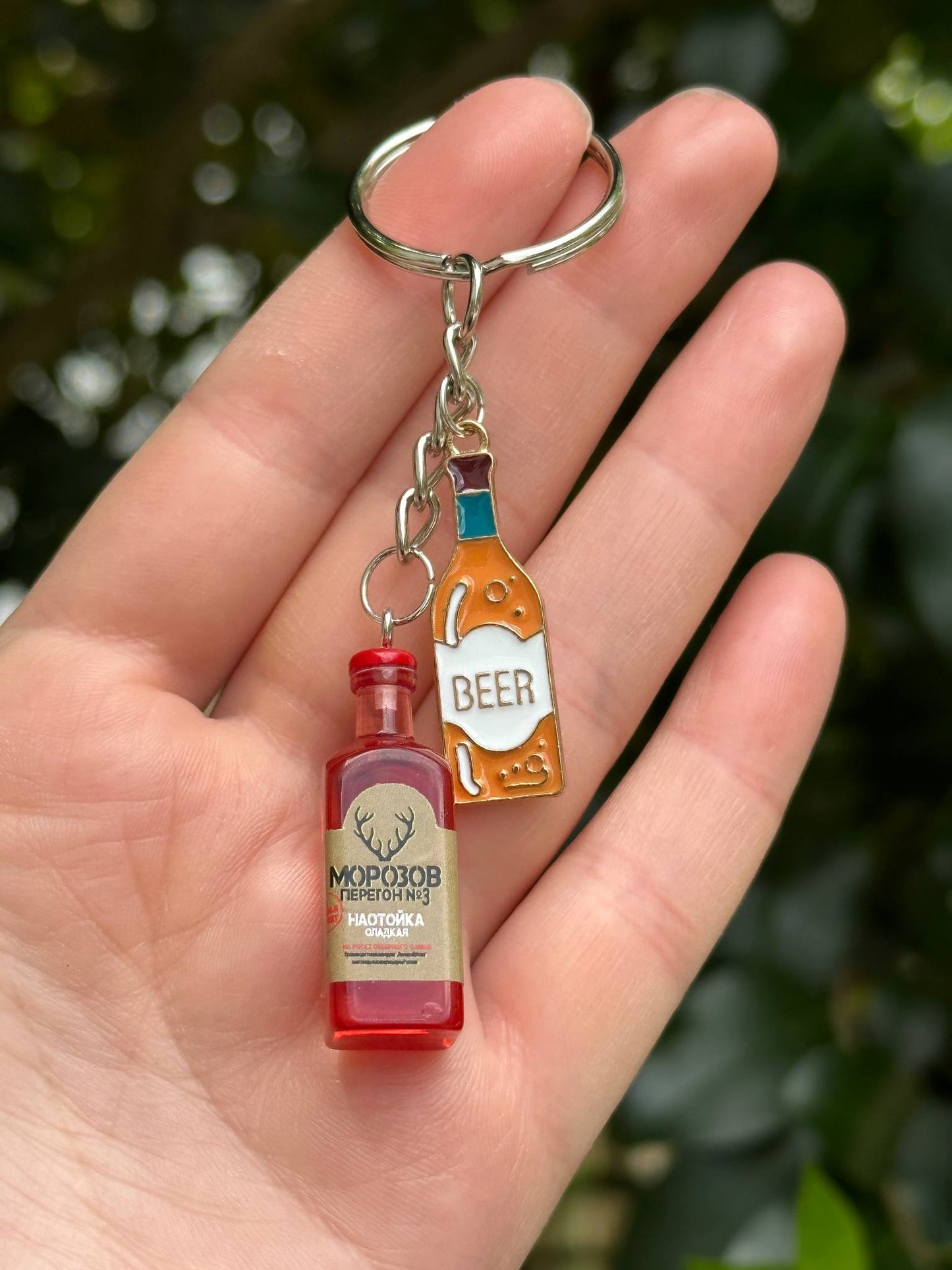 mini vodka bottle keychain with beer charms novelty gift for drink lovers