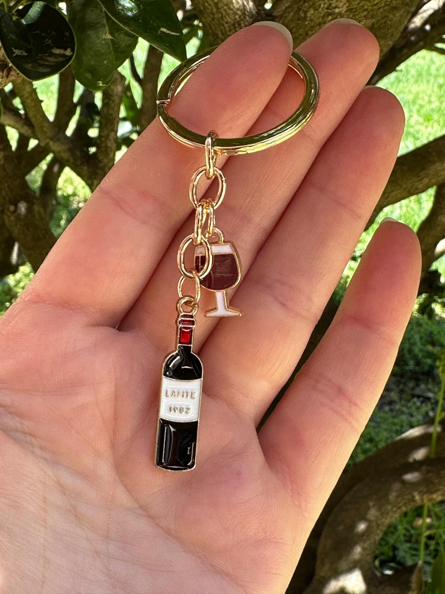 metal wine and glass keychain fun keyring gift for wine lovers