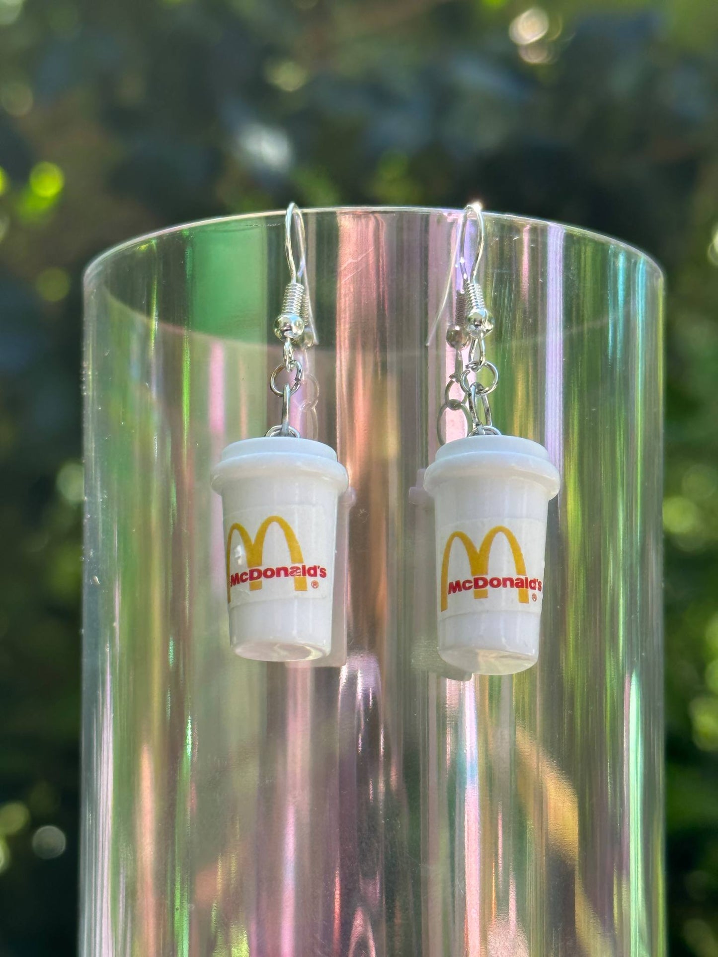 mcdonalds coffee cup earrings handmade fast food themed jewelry gift