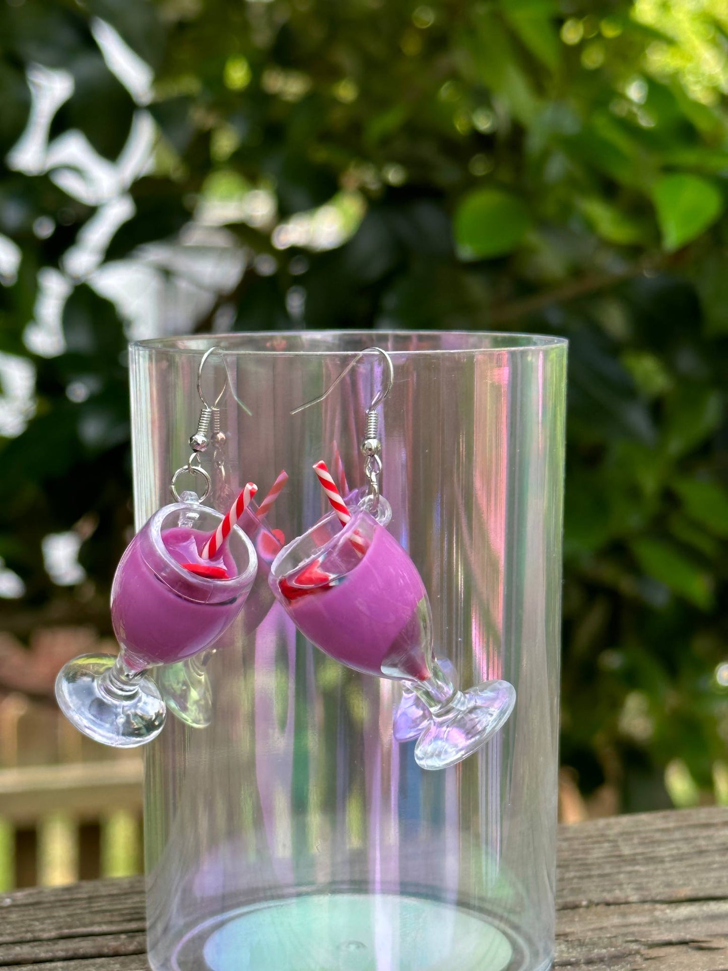 cocktail drink earrings fun lemon slice quirky statement jewelry