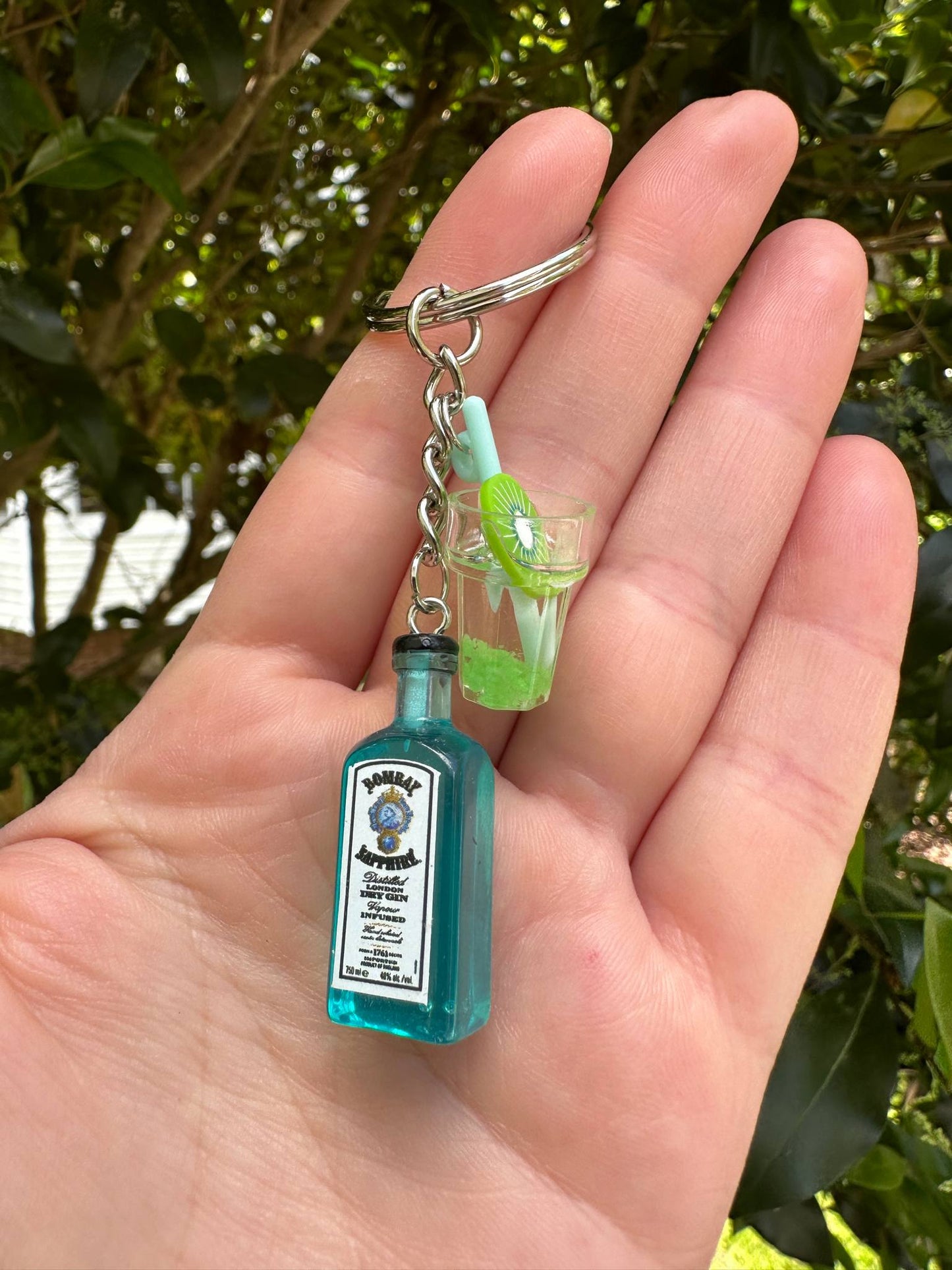 miniature bombay sapphire gin bottle keychain gift for gin lovers