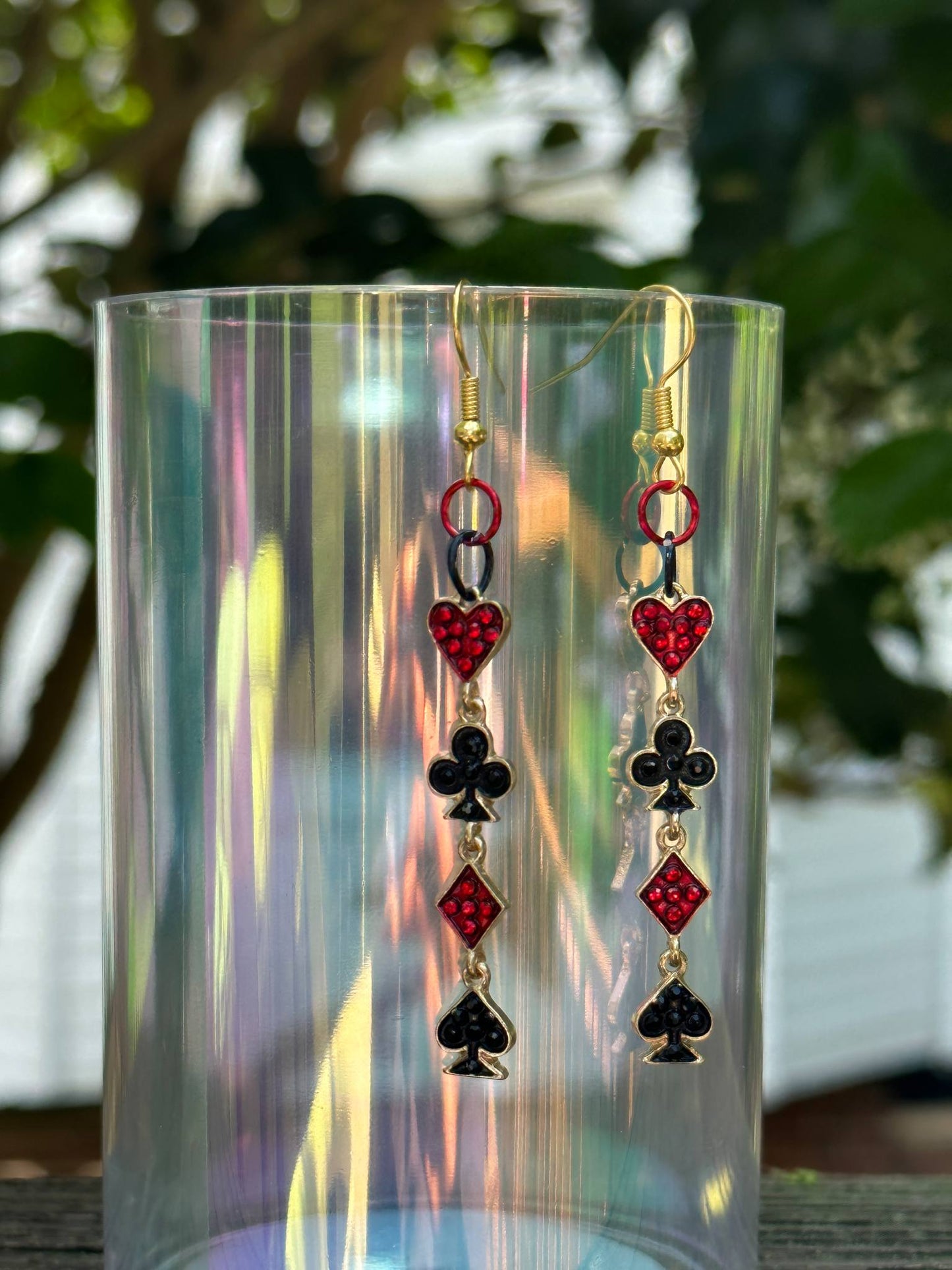 poker card dangle earrings casino-themed jewelry fun gift for women