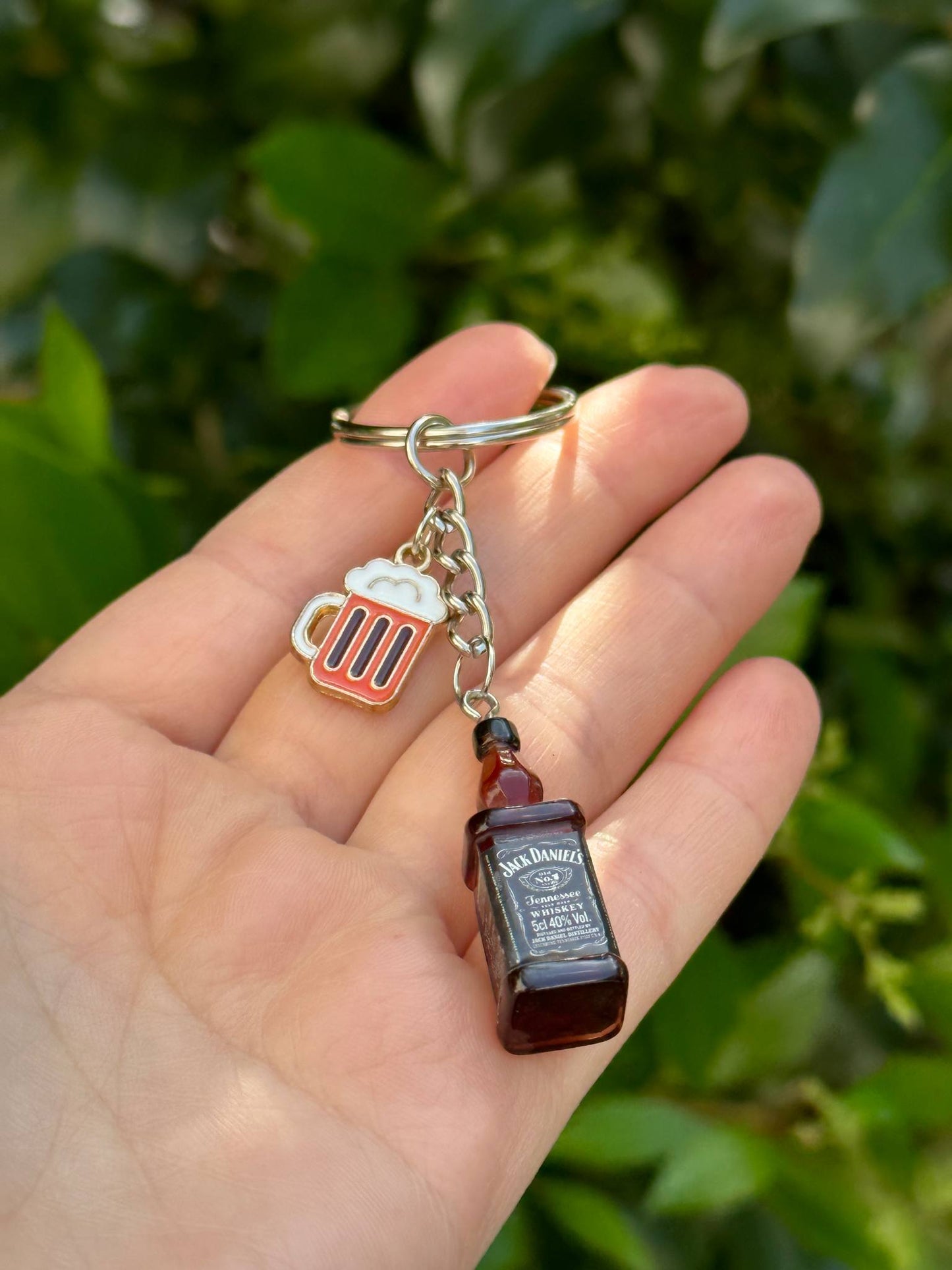 jack daniels style whisky bottle keychain with drink charms novelty couple gift
