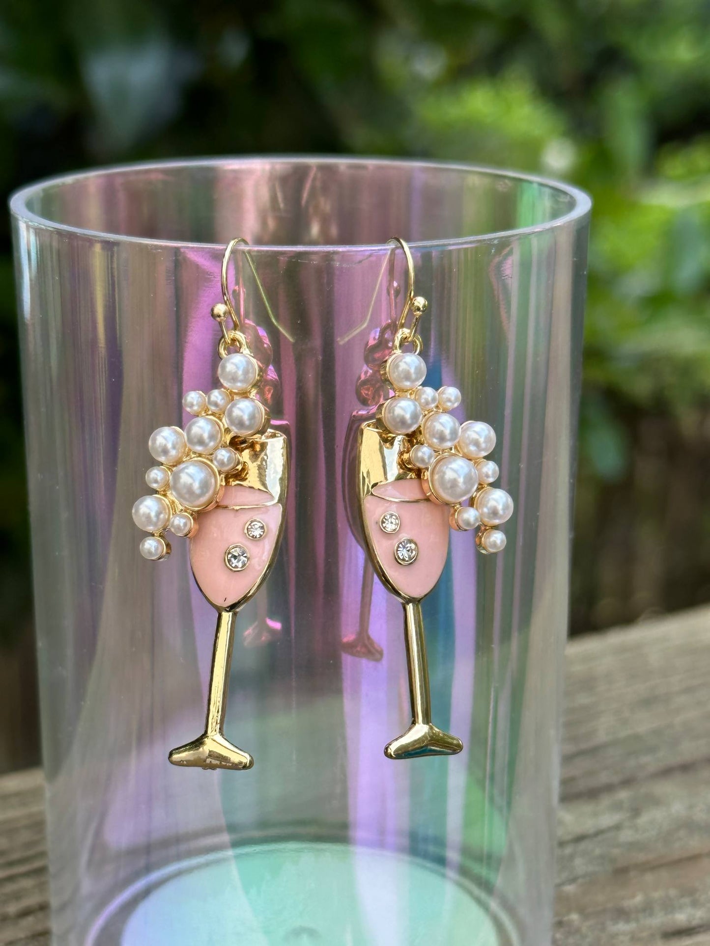 retro pearl and crystal wine glass earrings elegant rhinestone statement jewelry
