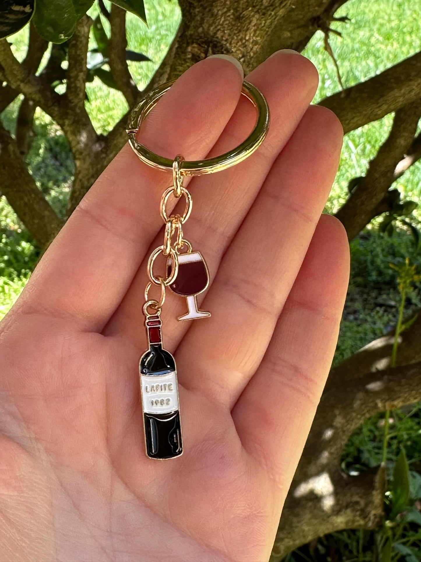 metal wine and glass keychain fun keyring gift for wine lovers
