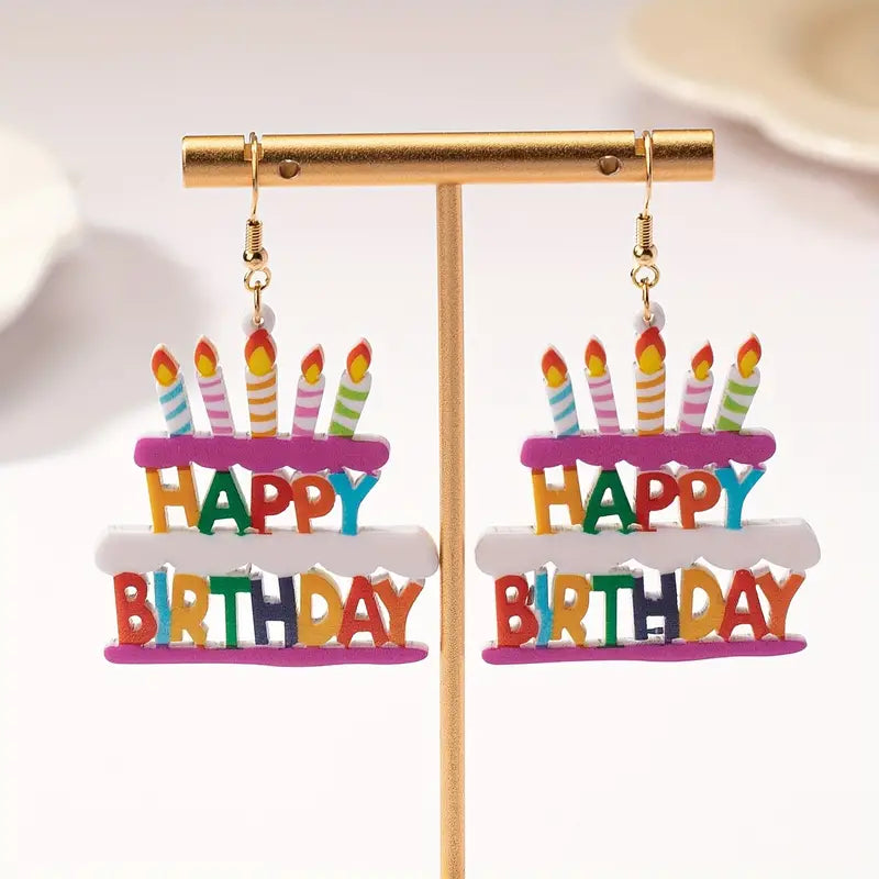 Happy Birthday cake Earrings