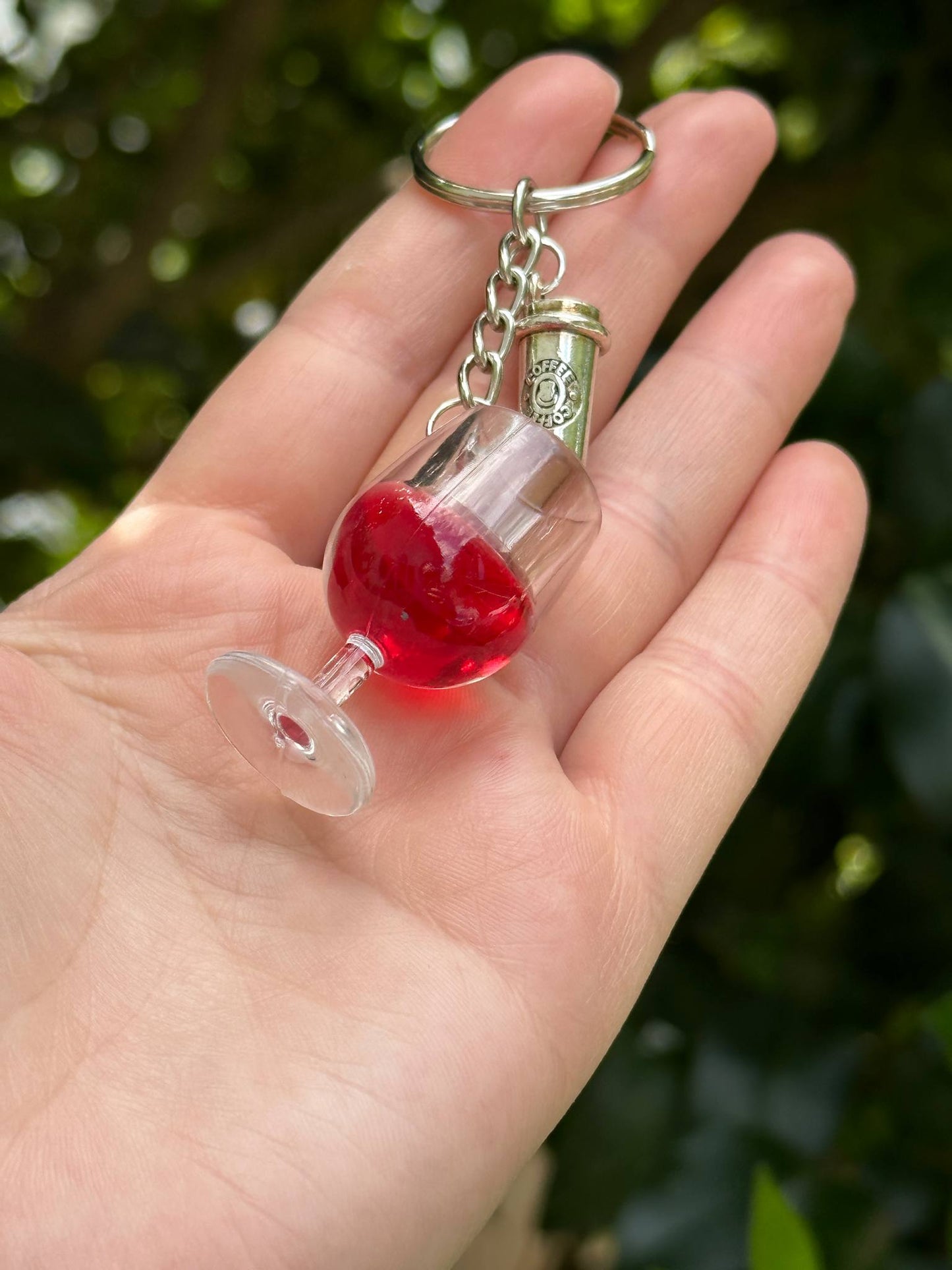 oversized wine glass and coffee cup keychain gift for wine and coffee lovers
