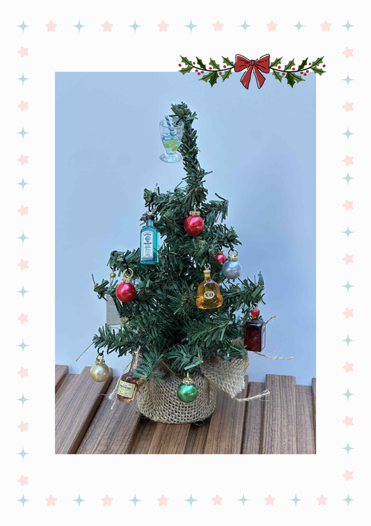 Mini Christmas Tree with Happy Hour Ornaments - Style 0183