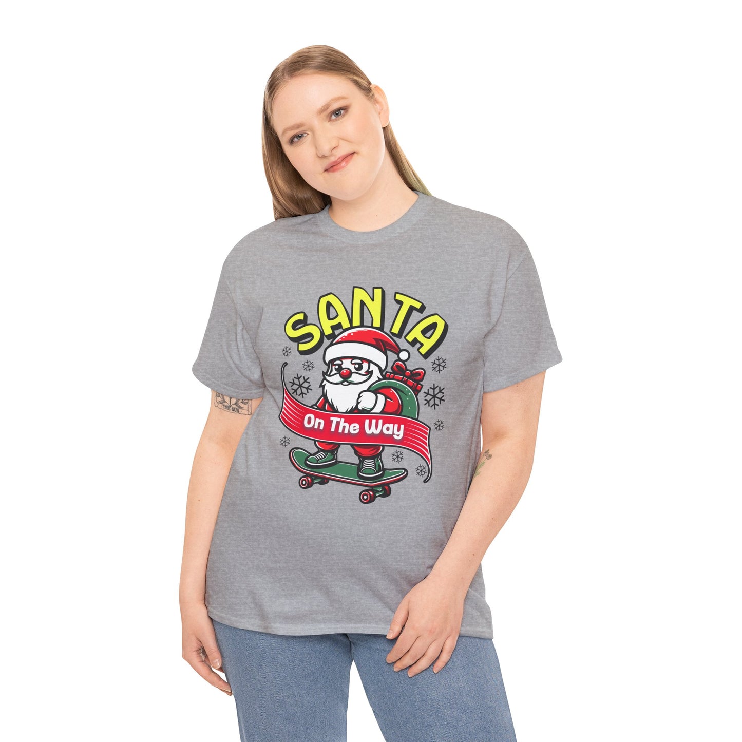 Santa T-Shirt On The Way Skateboard Tee, Merry Christmas