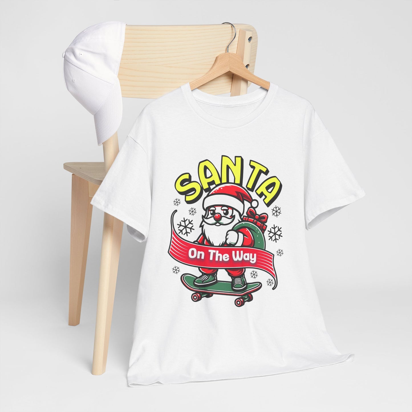 Santa T-Shirt On The Way Skateboard Tee, Merry Christmas