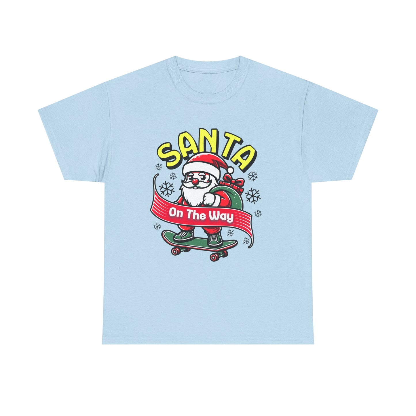 Santa T-Shirt On The Way Skateboard Tee, Merry Christmas