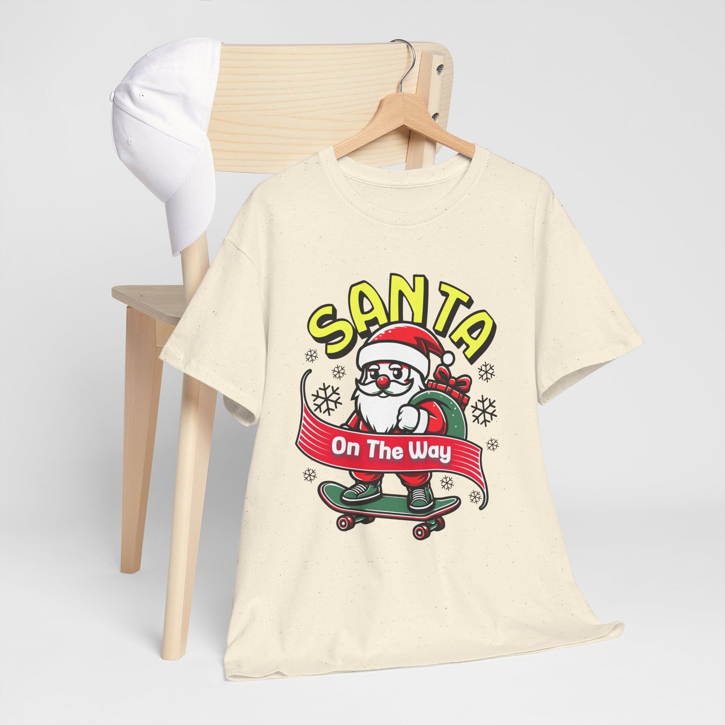 Santa T-Shirt On The Way Skateboard Tee, Merry Christmas