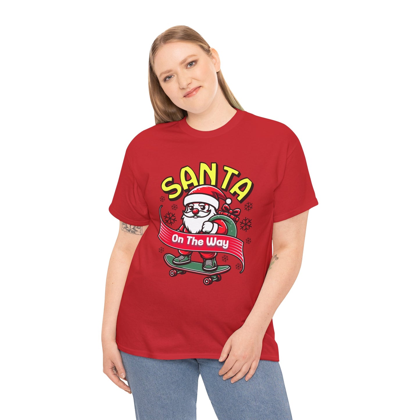 Santa T-Shirt On The Way Skateboard Tee, Merry Christmas