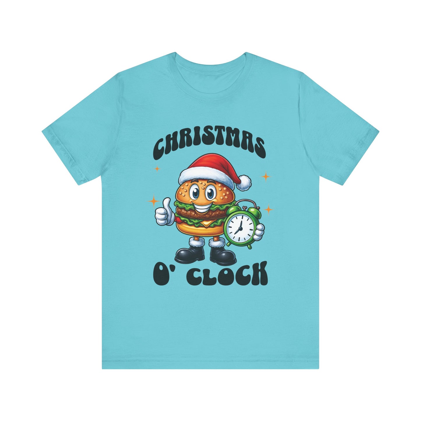 Christmas O'Clock T‑Shirt, Funny Santa Burger Holiday