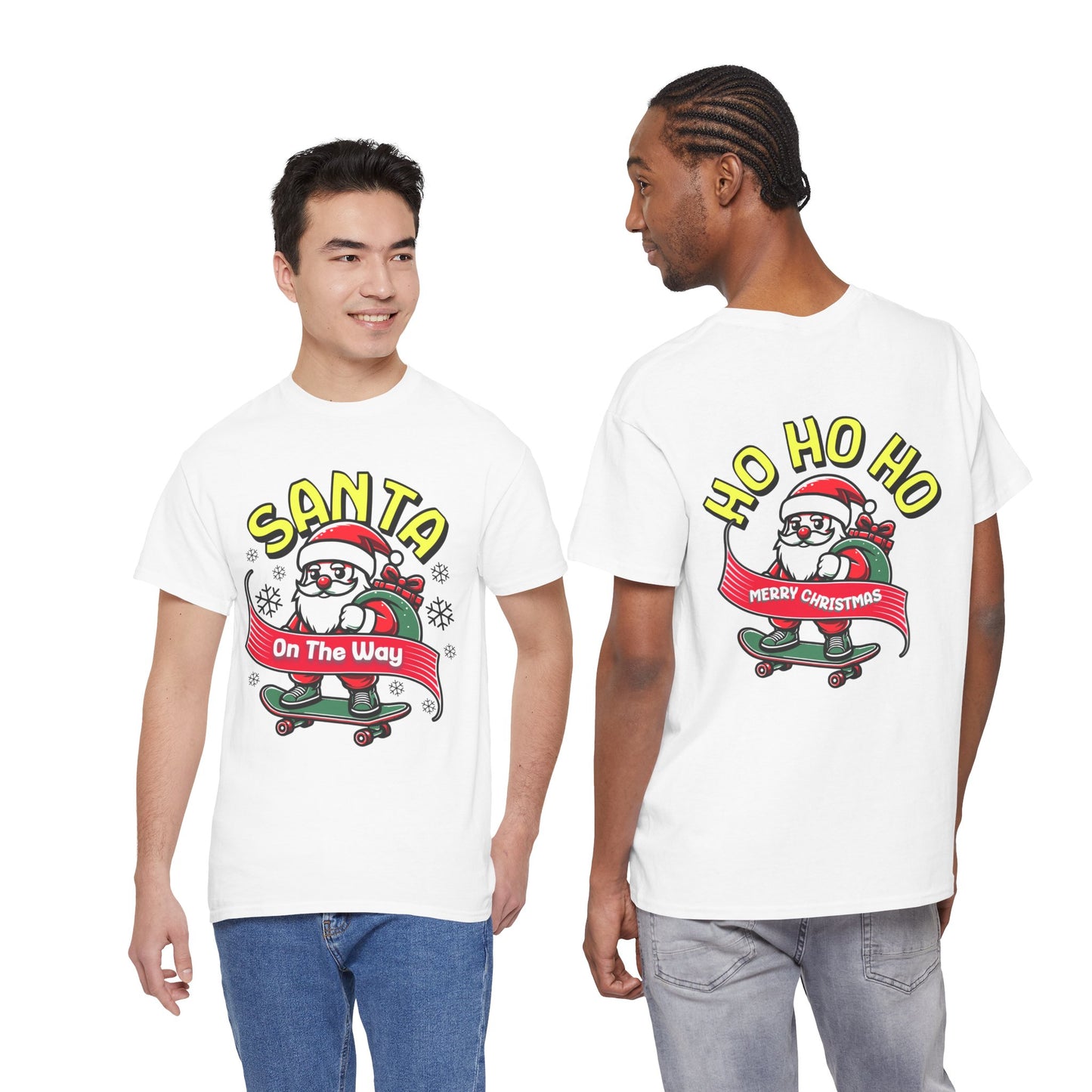 Santa T-Shirt On The Way Skateboard Tee, Merry Christmas