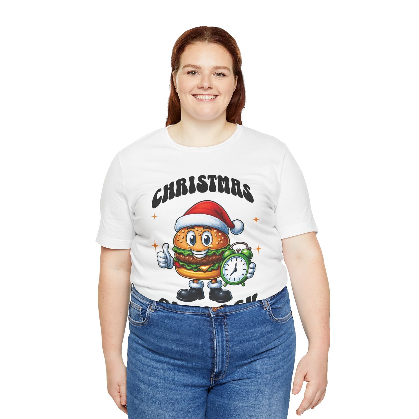 Christmas O'Clock T‑Shirt, Funny Santa Burger Holiday