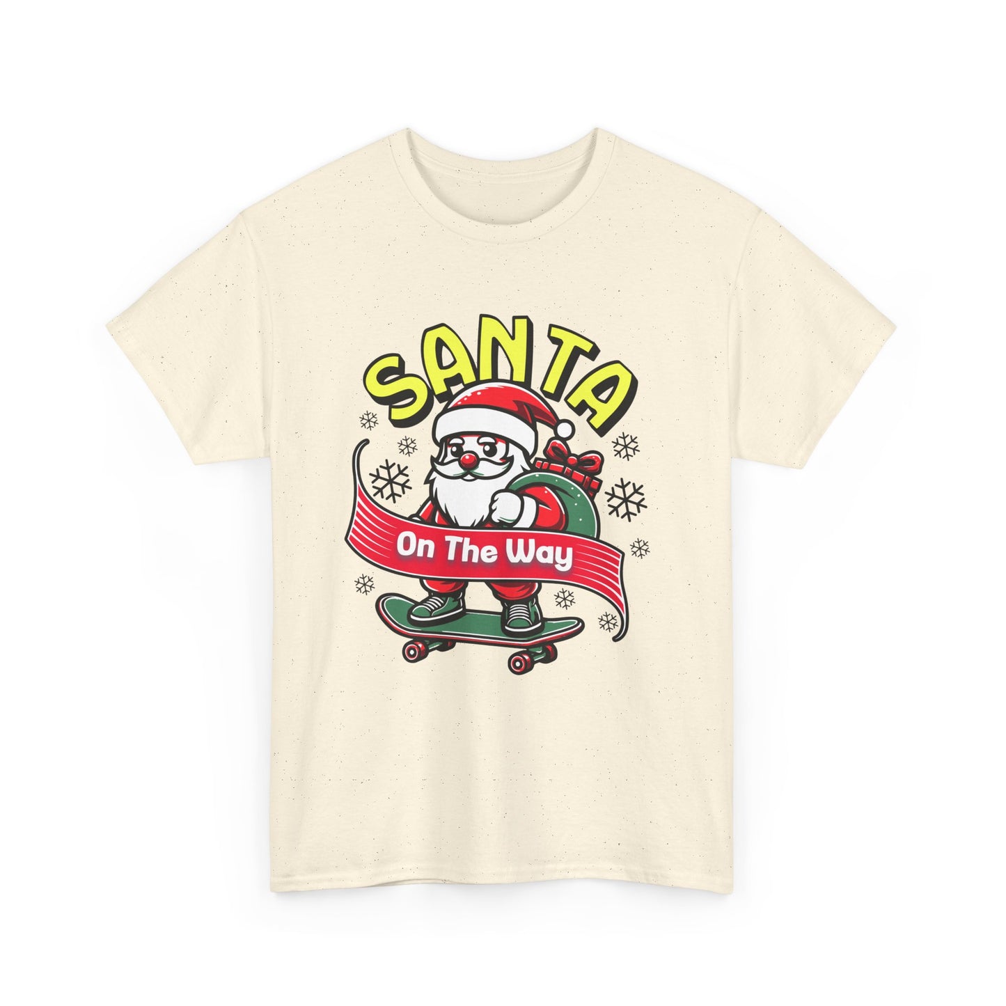 Santa T-Shirt On The Way Skateboard Tee, Merry Christmas