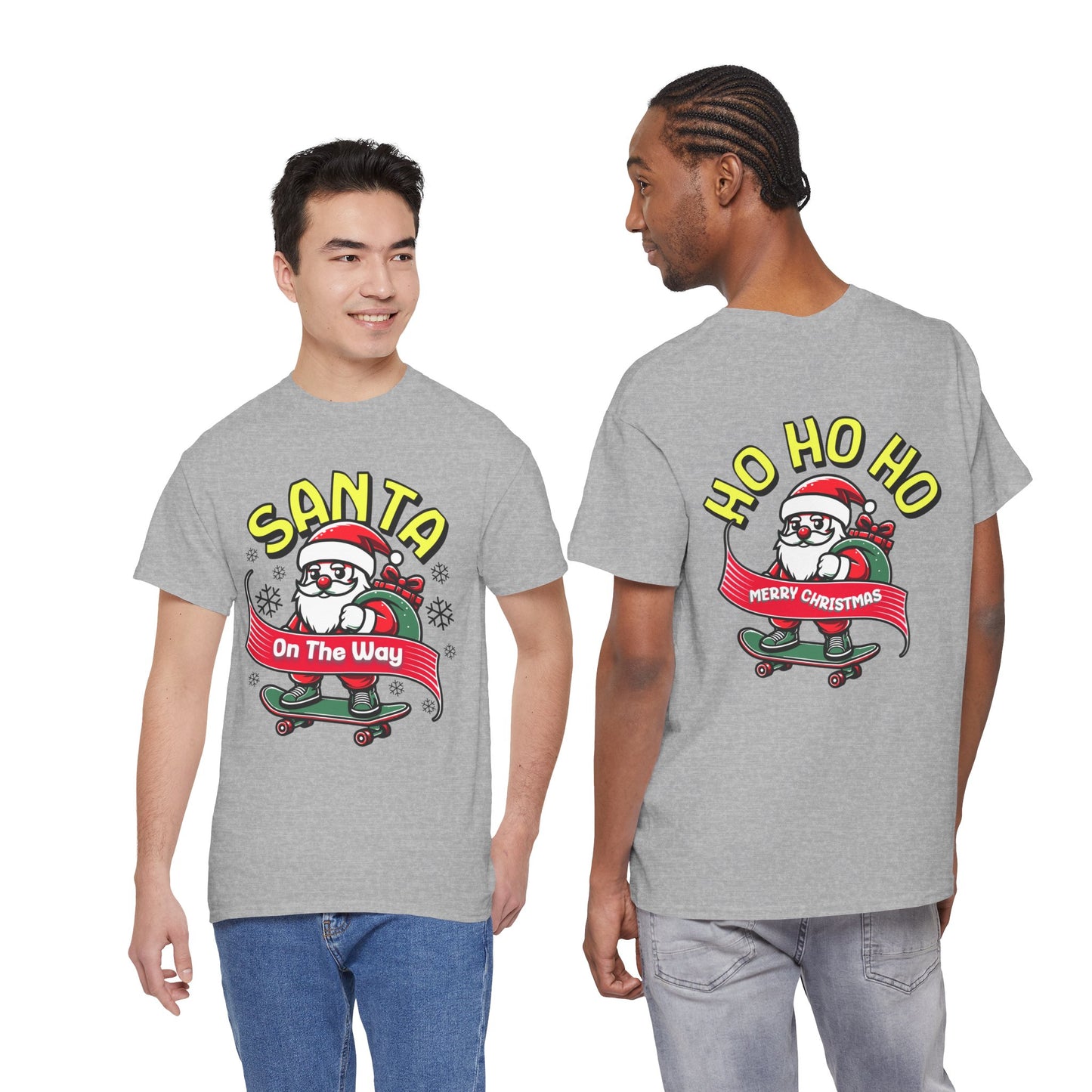 Santa T-Shirt On The Way Skateboard Tee, Merry Christmas