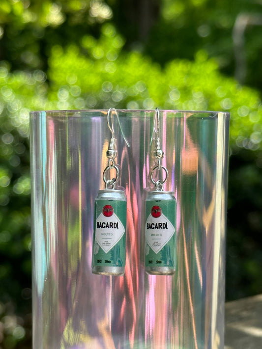 bacardi can earrings liquor-themed fun party jewelry for women