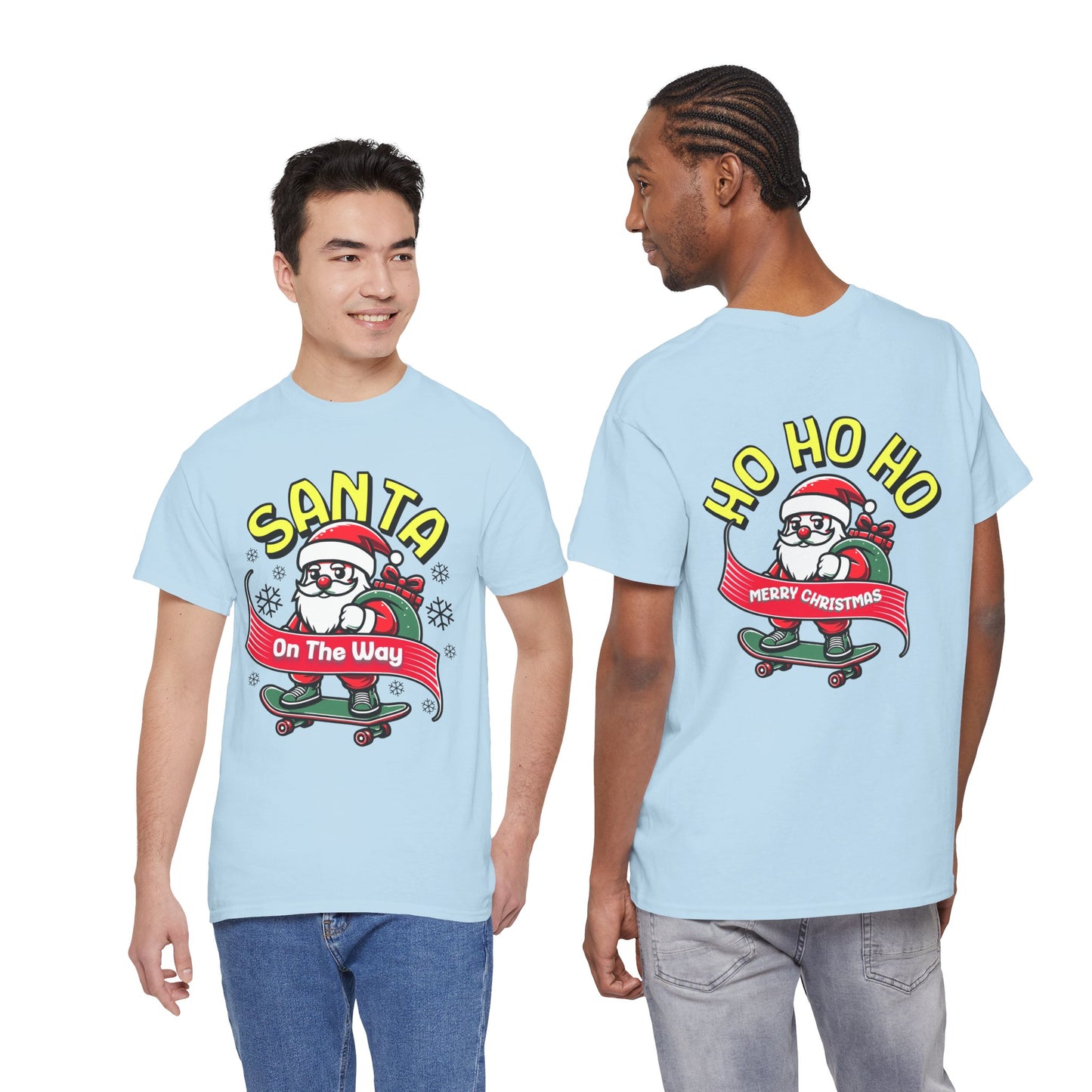 Santa T-Shirt On The Way Skateboard Tee, Merry Christmas