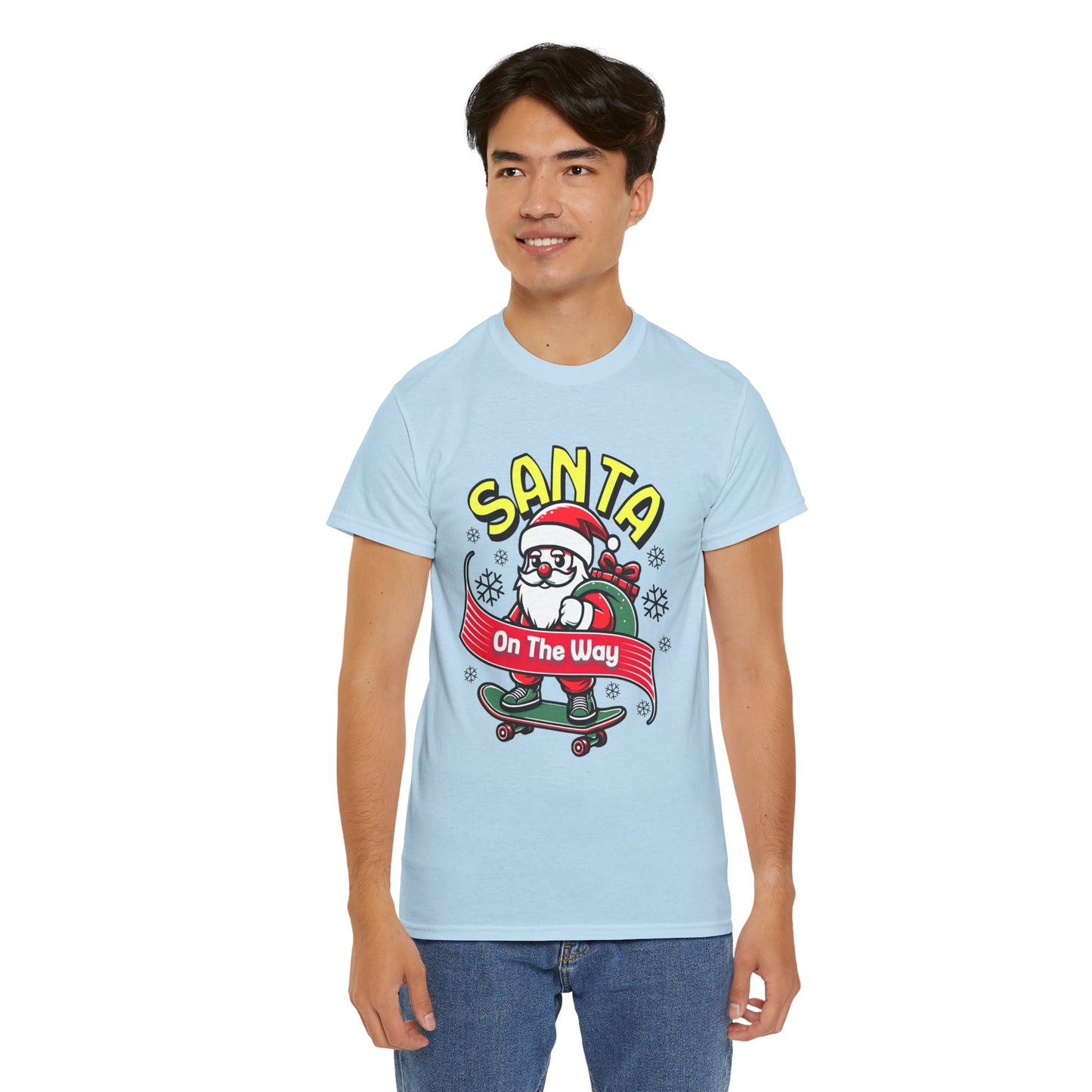 Santa T-Shirt On The Way Skateboard Tee, Merry Christmas