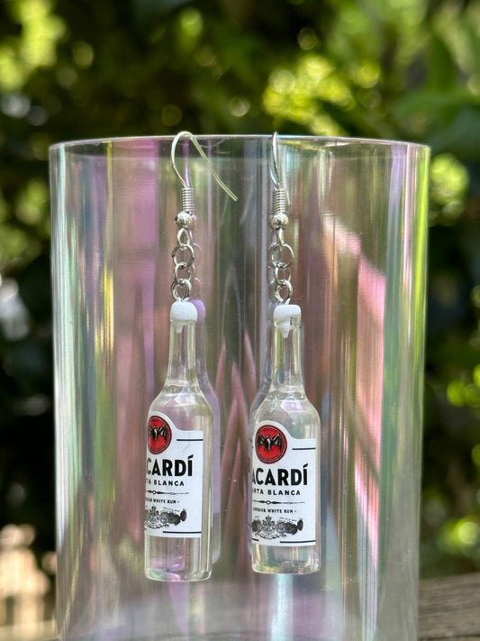 mini rum bottle earrings liquor-themed handmade resin jewelry