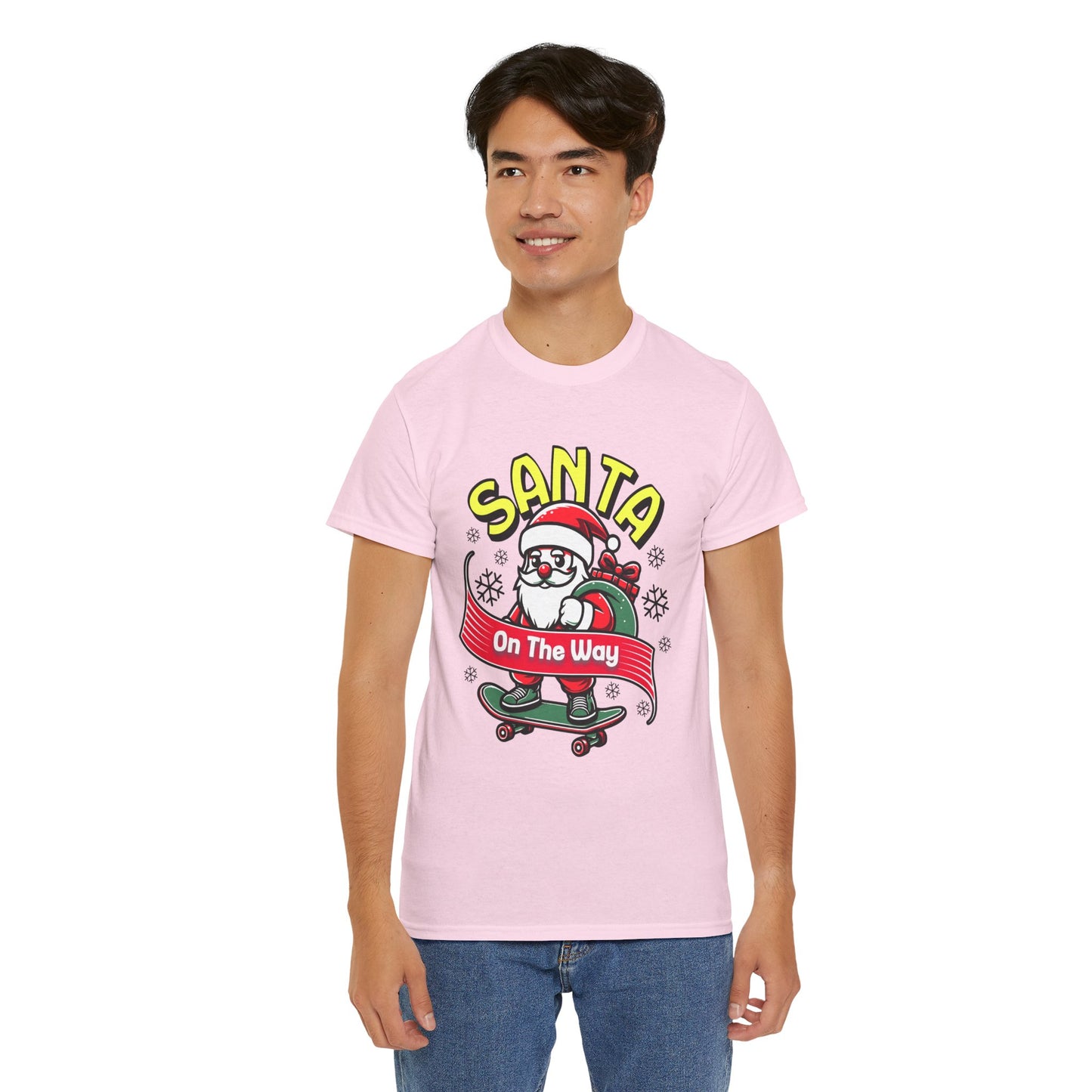 Santa T-Shirt On The Way Skateboard Tee, Merry Christmas