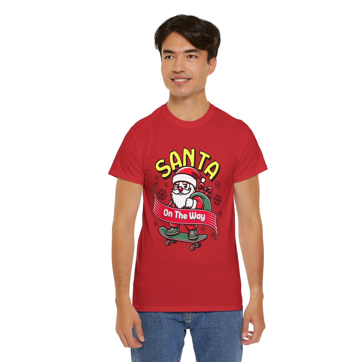 Santa T-Shirt On The Way Skateboard Tee, Merry Christmas
