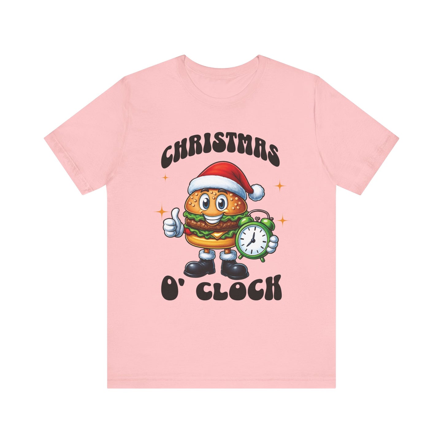 Christmas O'Clock T‑Shirt, Funny Santa Burger Holiday