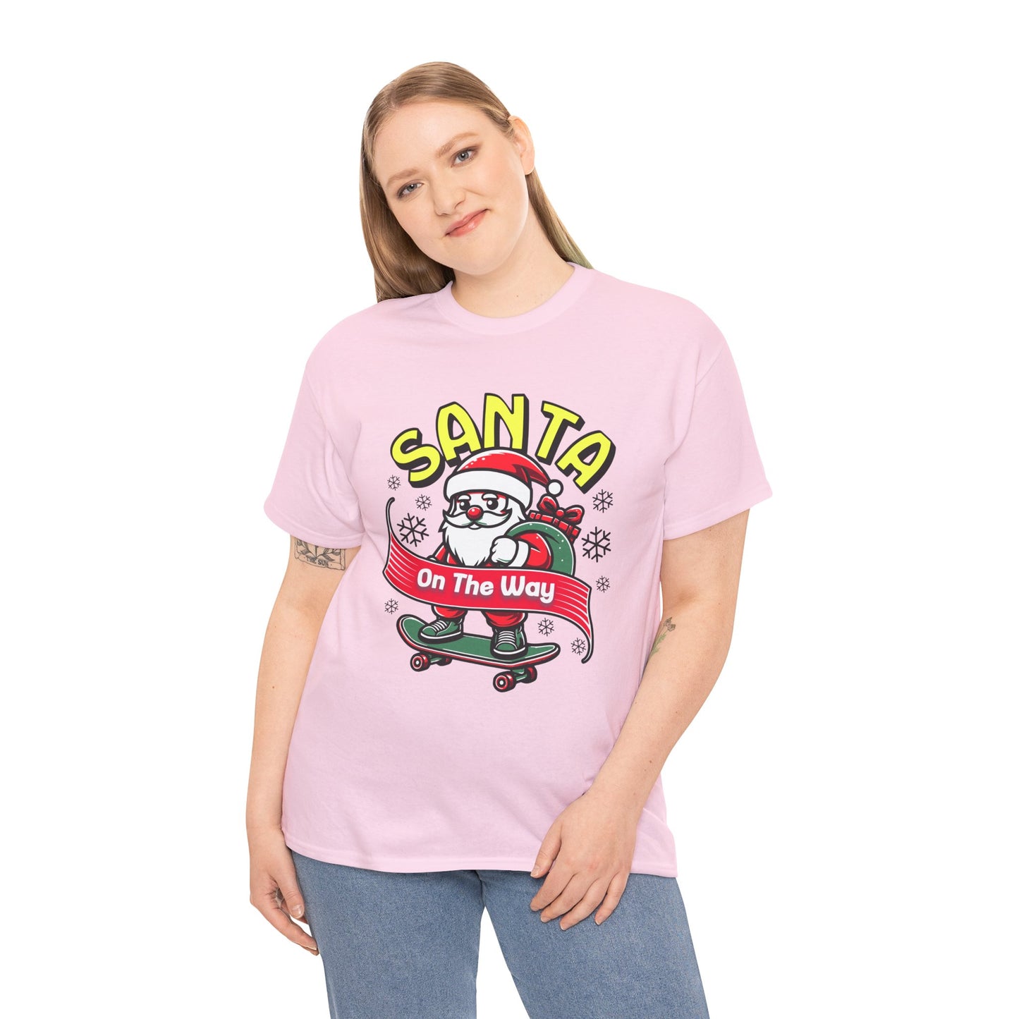 Santa T-Shirt On The Way Skateboard Tee, Merry Christmas