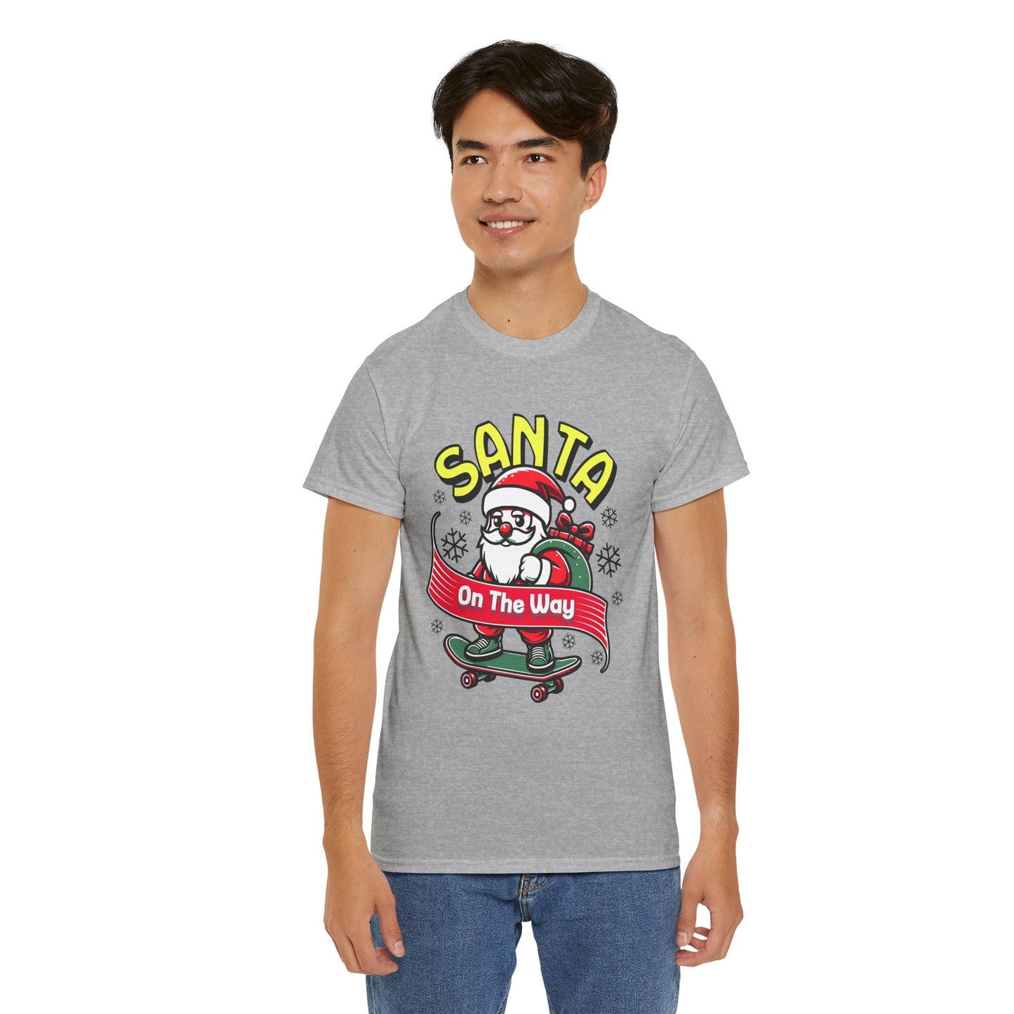Santa T-Shirt On The Way Skateboard Tee, Merry Christmas