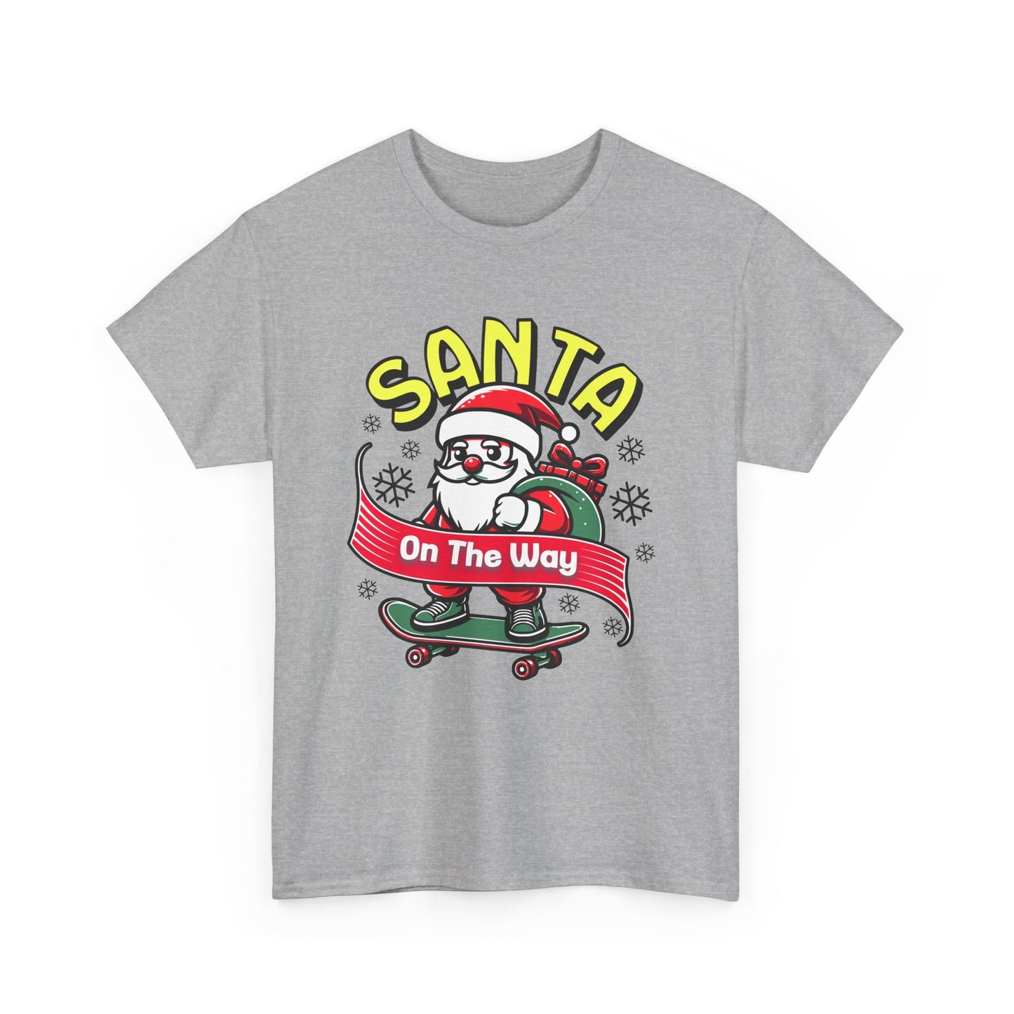 Santa T-Shirt On The Way Skateboard Tee, Merry Christmas