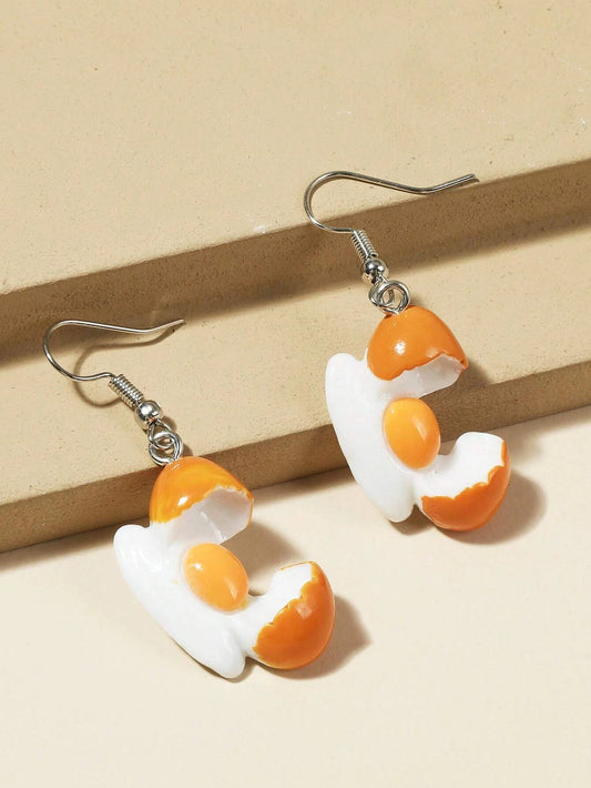 Stylish Polyresin Egg Drop Earrings – Trendy Daily Accessory for Women’s Fashion