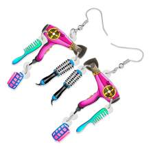 Fun Acrylic Hairdryer Set Earrings – Drop Dangle Jewelry Charms for Women, Girls, and Party Favors"