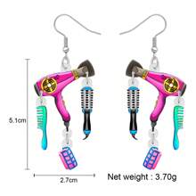 Fun Acrylic Hairdryer Set Earrings – Drop Dangle Jewelry Charms for Women, Girls, and Party Favors"