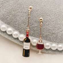 Wine bottle charms, Stud earring