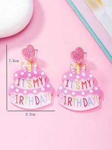 Handmade Acrylic Birthday Cake Candle Earrings – Unique Women's Gift with Printed Letter Design