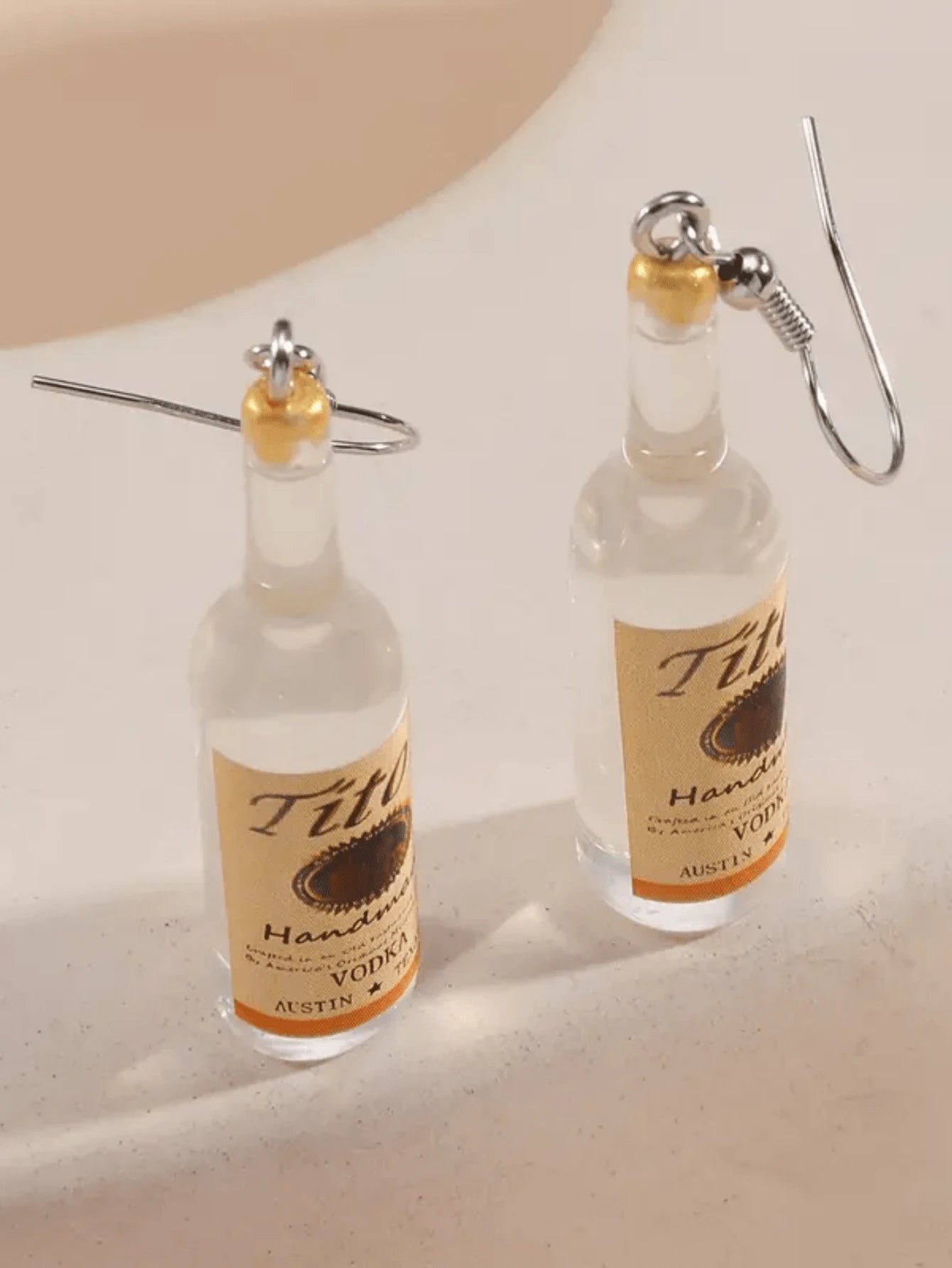 Liquor Miniature, Tito’s vodka bottle earrings