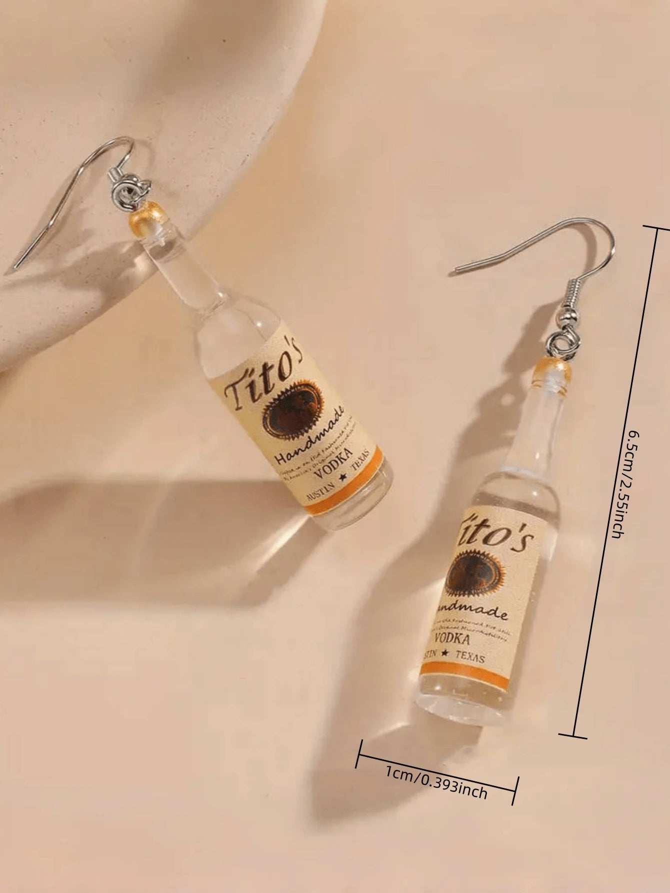 Liquor Miniature, Tito’s vodka bottle earrings