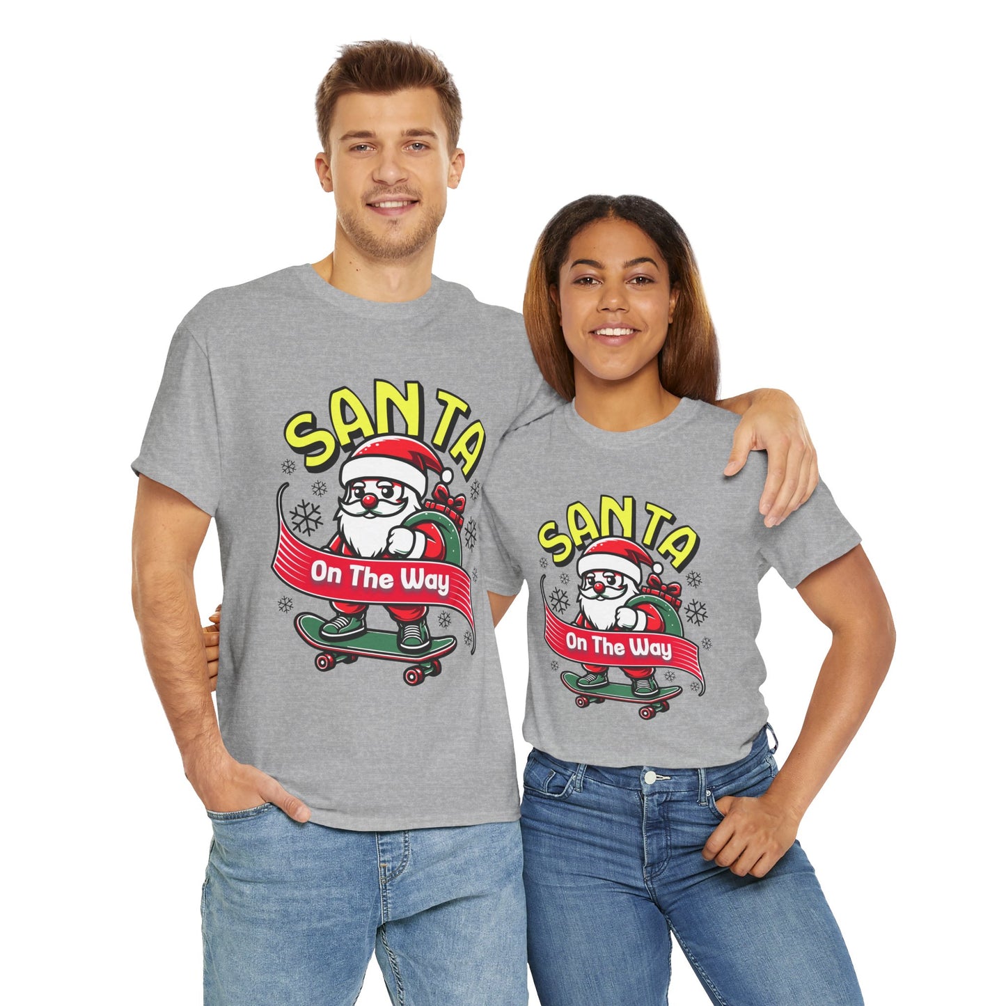 Santa T-Shirt On The Way Skateboard Tee, Merry Christmas