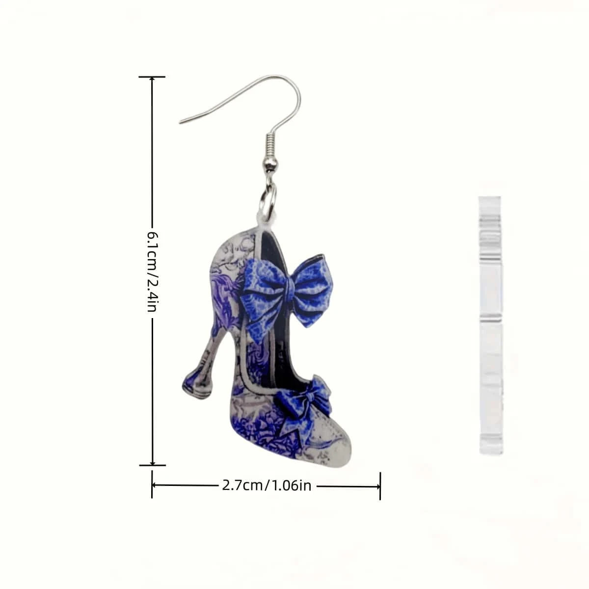 Elegant Acrylic High Heel Earrings with Bow – Romantic Women's Dangle Jewelry for All Seasons