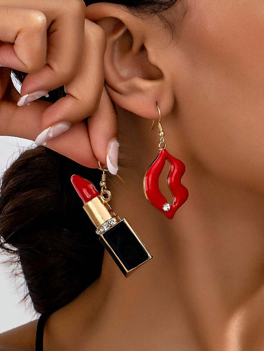 lips and lipstick earrings for women fun bold statement accessory