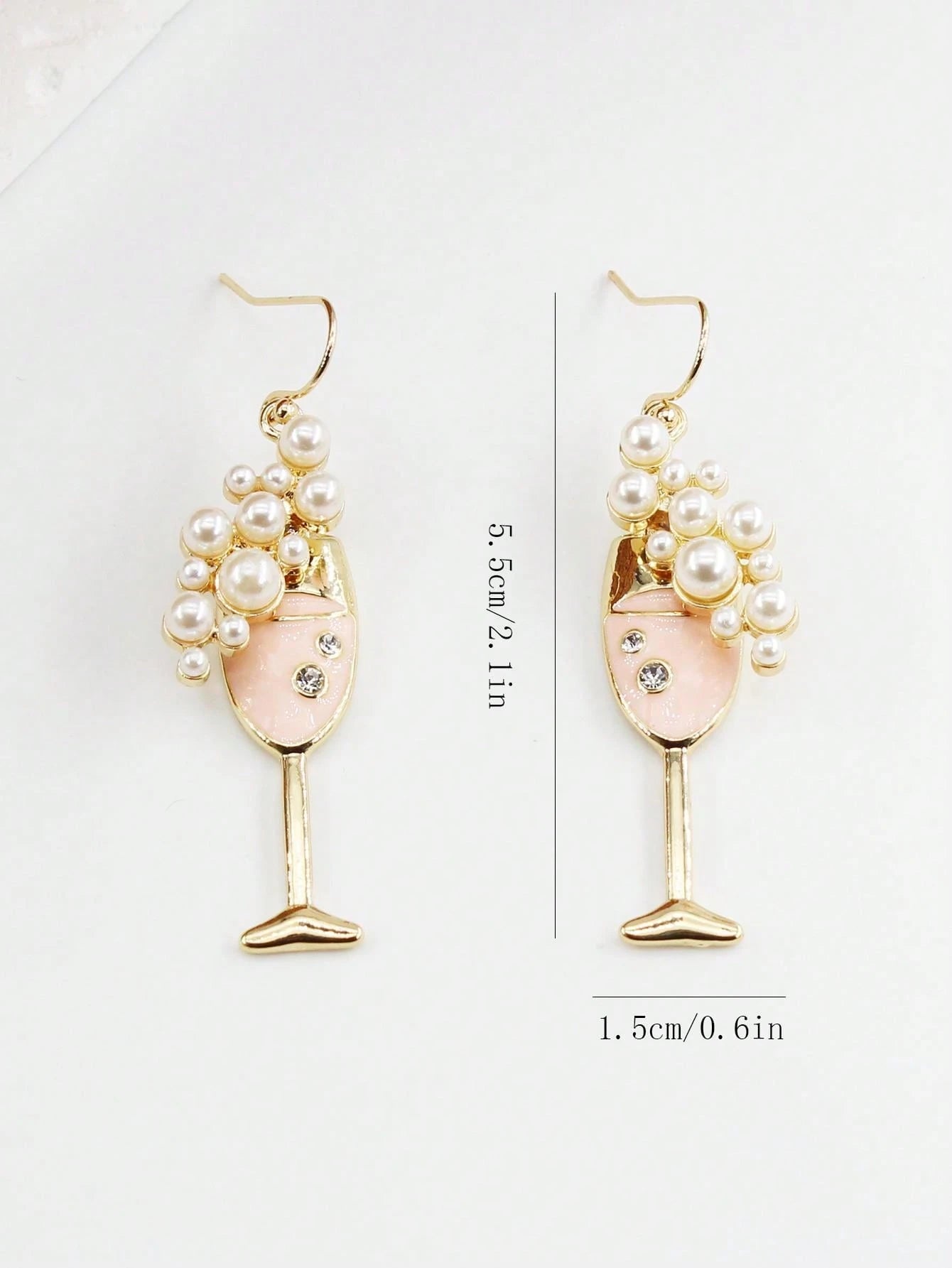 Elegant Retro Pearl and Crystal Wine Glass Earrings – High-End Rhinestone Fashion Jewelry