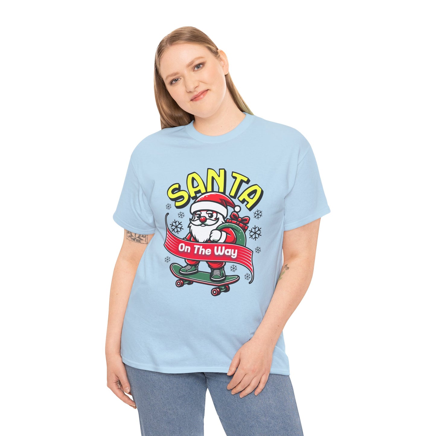 Santa T-Shirt On The Way Skateboard Tee, Merry Christmas