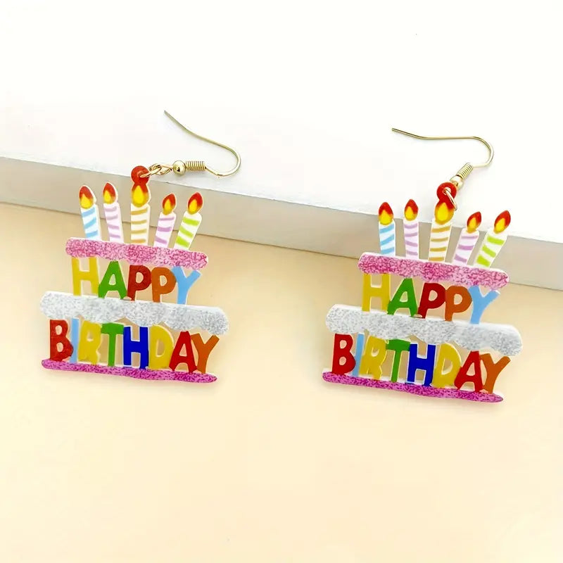 Happy Birthday cake Earrings