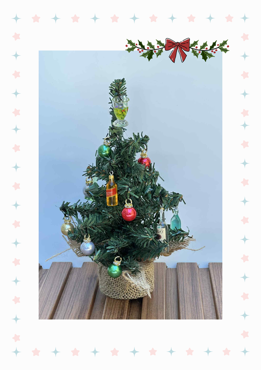 Mini Christmas Tree with Happy Hour Ornaments - Style 0188