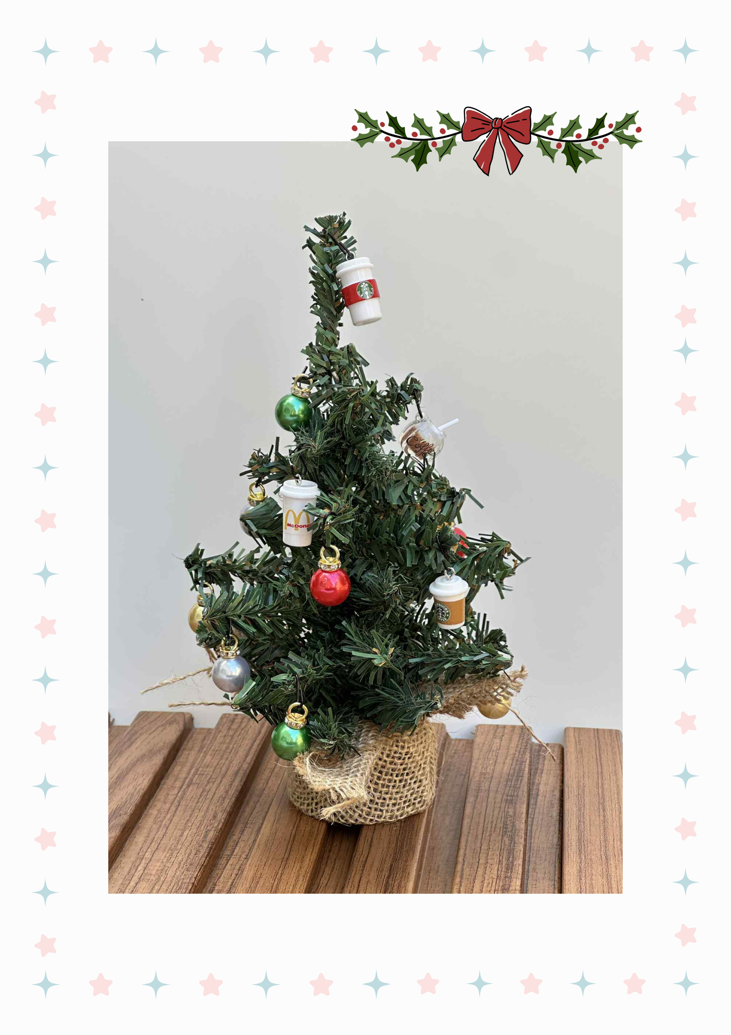 Mini Christmas Tree with Happy Hour Ornaments - Style 0187