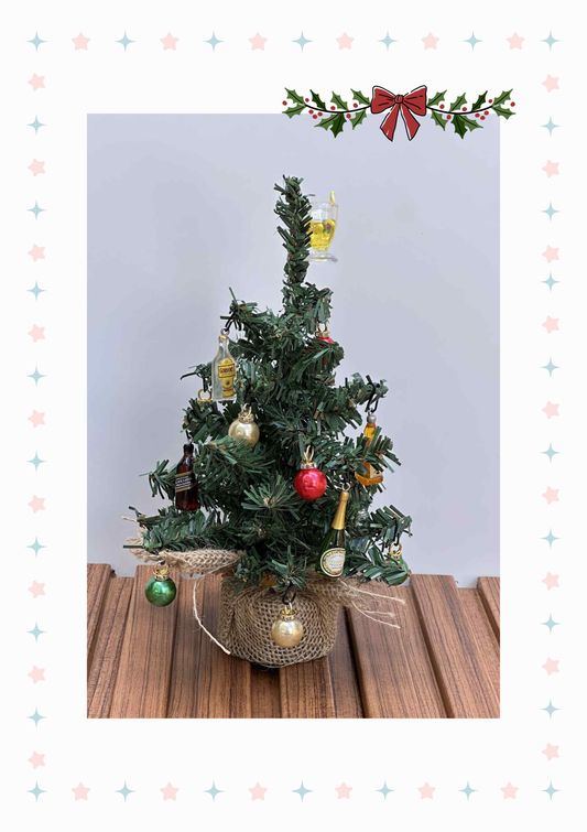 Mini Christmas Tree with Happy Hour Ornaments - Style 0185