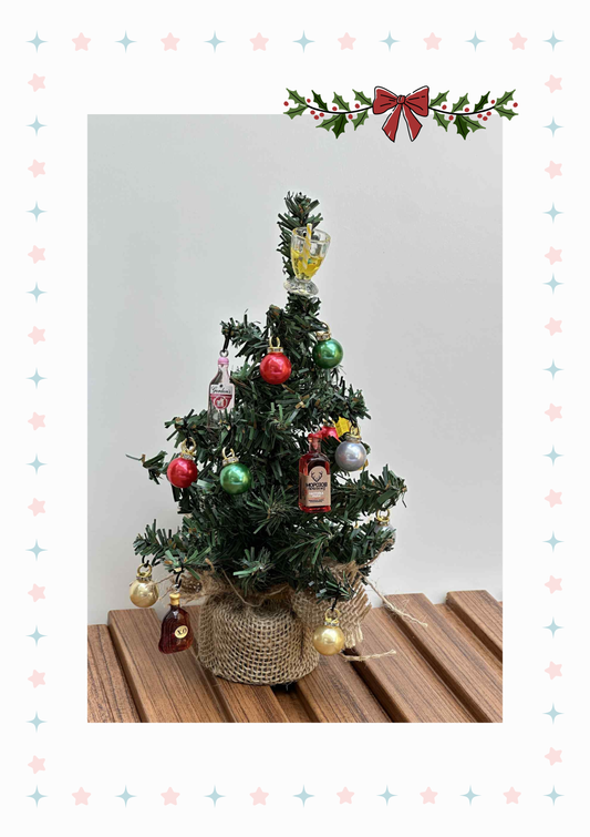 Mini Christmas Tree with Happy Hour Ornaments - Style 0186