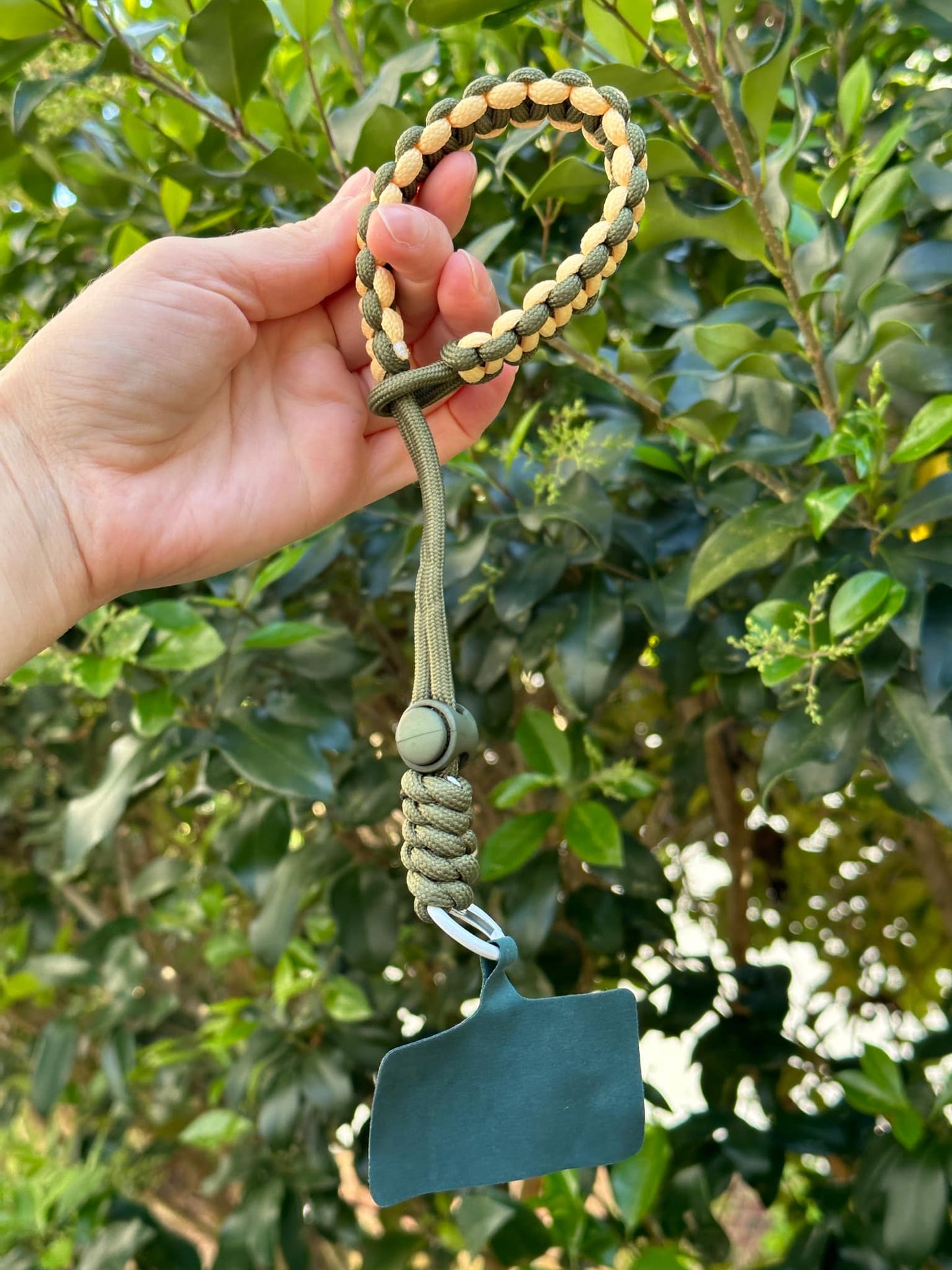Green Handmade Woven Adjustable Phone Lanyard universal - Green 1 pc